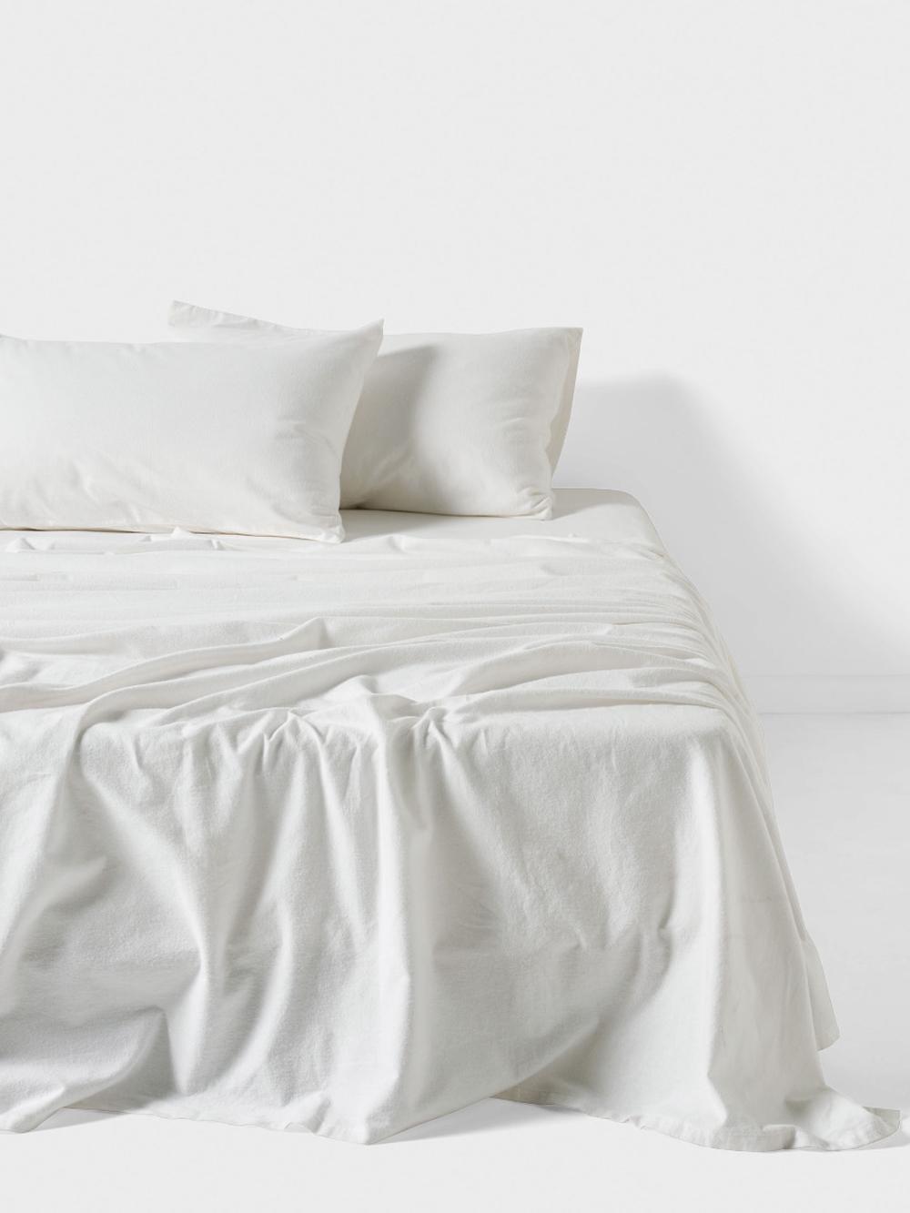 Linen House Flannelette Plain-Dyed Sheet Set (White) - King, 9317146556140