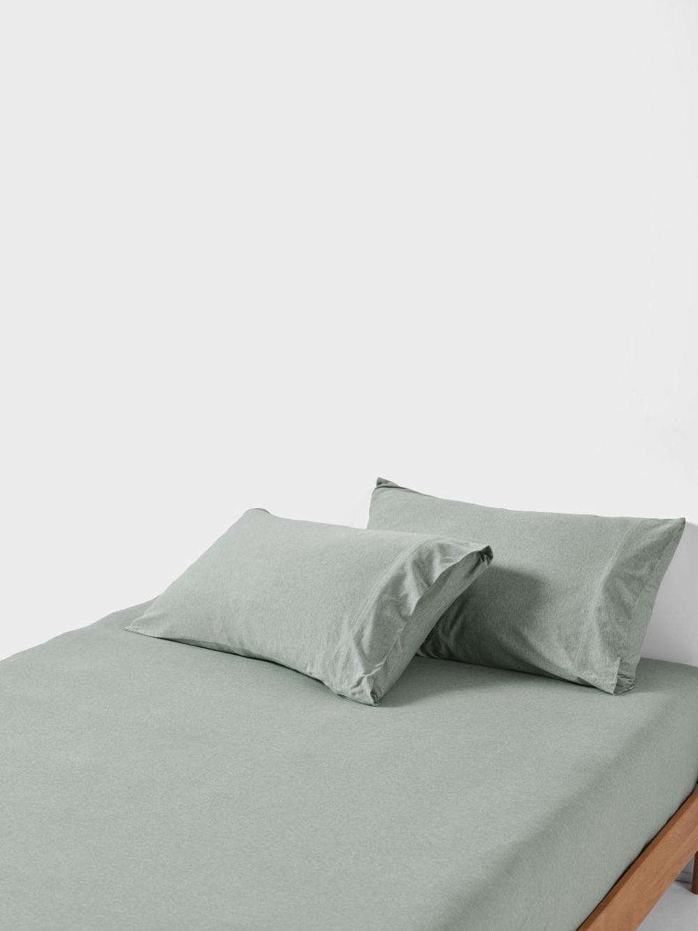 Linen House Ryland Fitted Sheet + Pillowcase Set (Eucalyptus) - King Single, 9317146556416