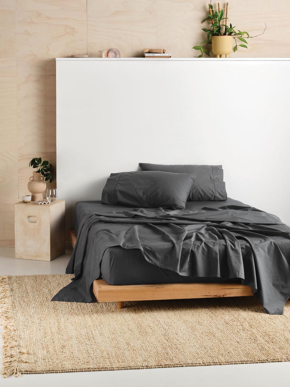 Linen House Vienna Fitted Sheet (Charcoal) - Double, 9317146564206