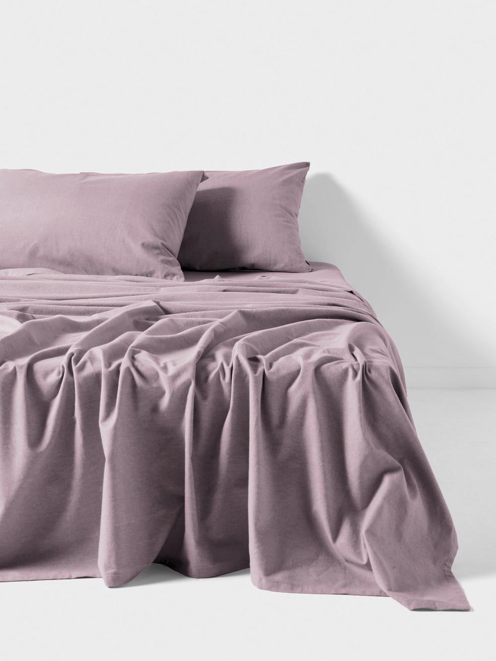 Linen House Plain Dyed Flannelette Sheet Set (Lavender) - Queen, 9317146569836