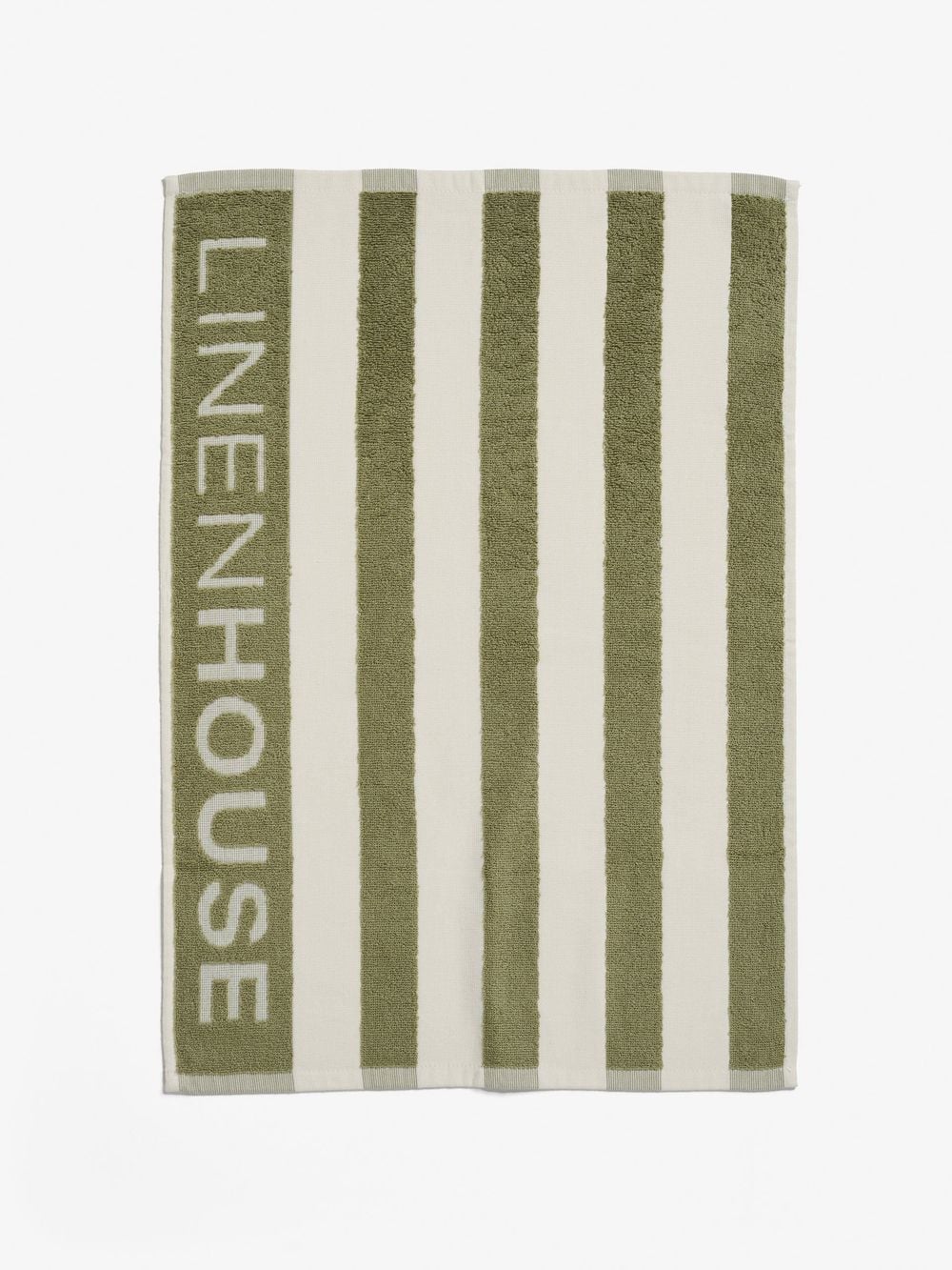 Linen House Logo Khaki Stripe Tea Towel (Green) - 45cm x 65cm by Linen House - ISBN: 9317146579750