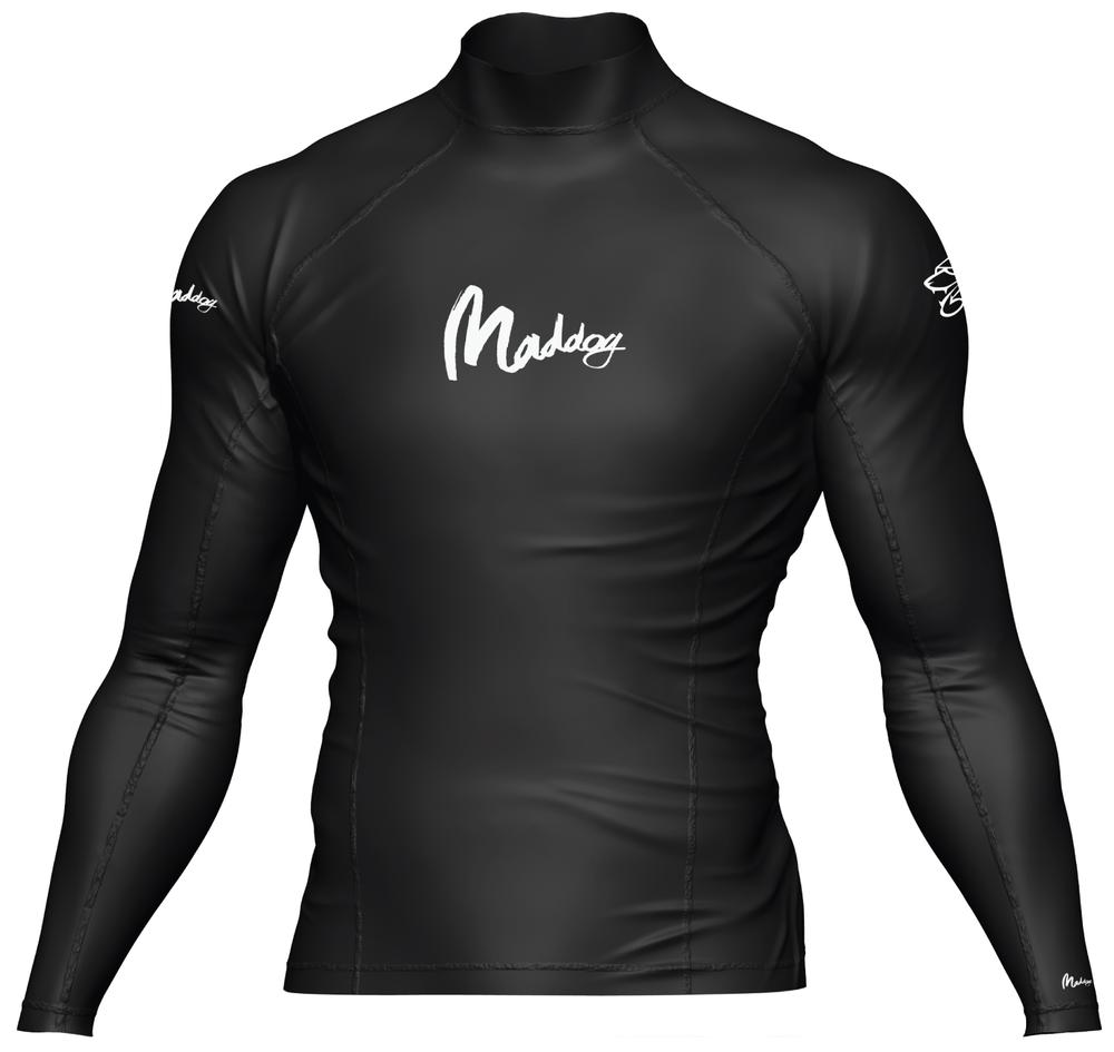 Maddog Mens Long Sleeve Rash Shirt (Black) - Large