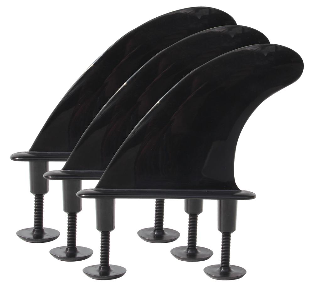 Cruiser Surfboard Fin+Screw, 3 Pack (Black) - Fits 5.3ft, 9318701081138