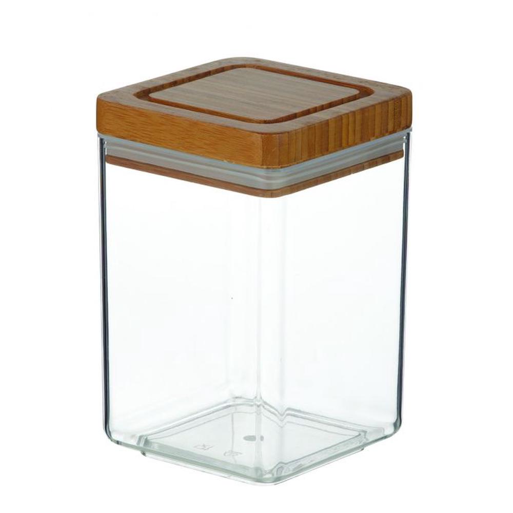 Davis & Waddell Acrylic Canister Square with Bamboo Lid (Clear/Natural