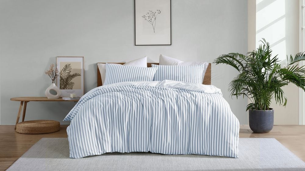 Ardor Boudoir Frankie Stripe Quilt Cover Set (Blue) - Double by Ardor Boudoir - ISBN: 9319288685658