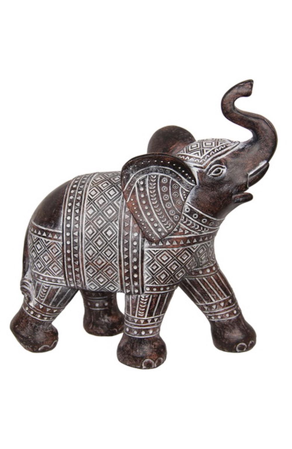 Rolling Hills Homewares Standing Elephant Boho Tribal Finish Figurine 