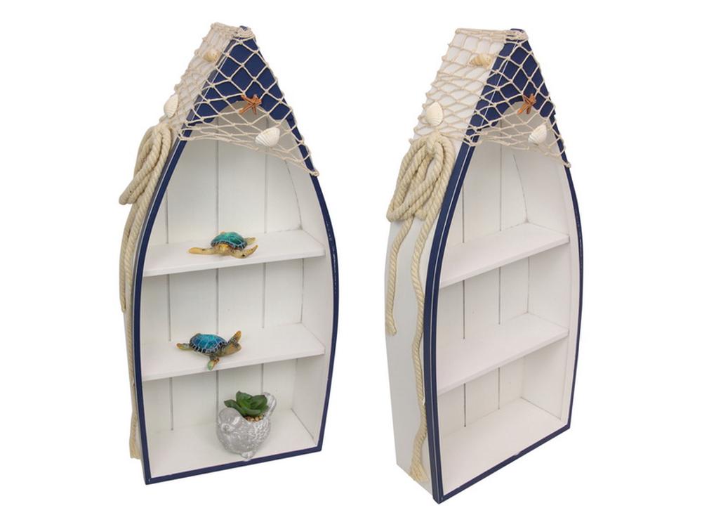 Rolling Hills Homewares Boat Display Shelf In Dark Blue Finish 51cm
