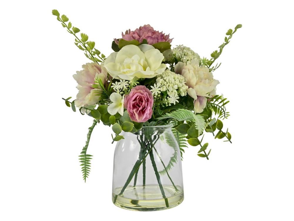 Rolling Hills Homewares Floral Arrangement In Glass Vase - 30cm | Buy ...