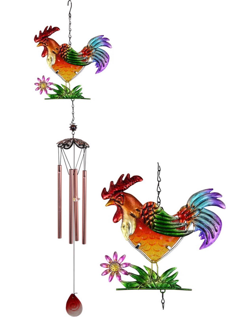Rolling Hills Homewares Glass/Metal Rooster Wind Chime Buy online at