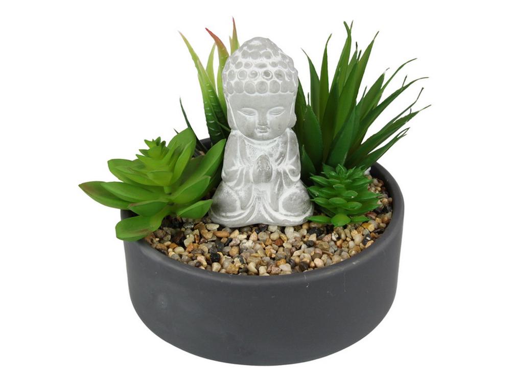 Zen Buddha Meditating In Succulent Garden - 17cm, 9319844639361