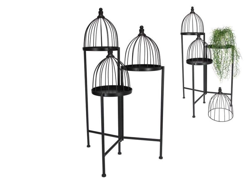 Malmar Enterprises 3Tier Metal Planter Stand with Bird Cage Decor Tops