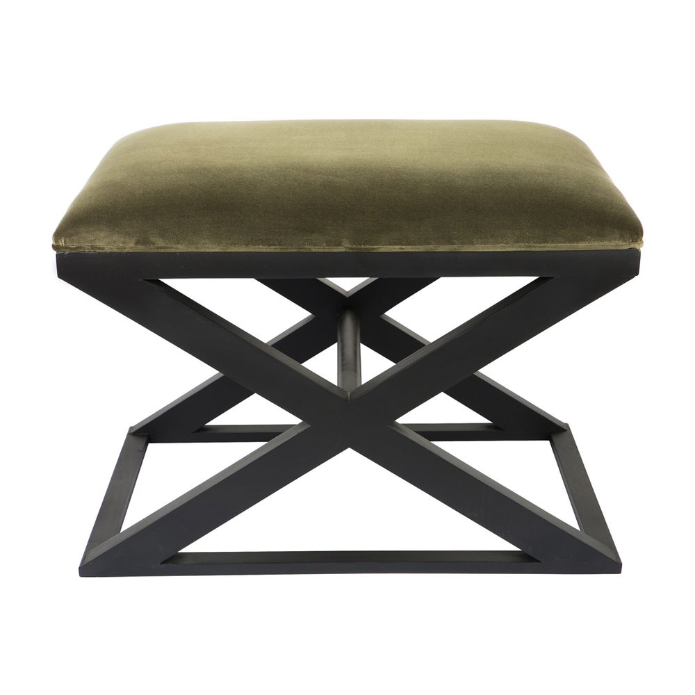 Cafe Lighting & Living Spencer Black Timber Stool (Moss Velvet) - 60cm x 40cm x 45cm by Cafe Lighting & Living - ISBN: 9320294099117
