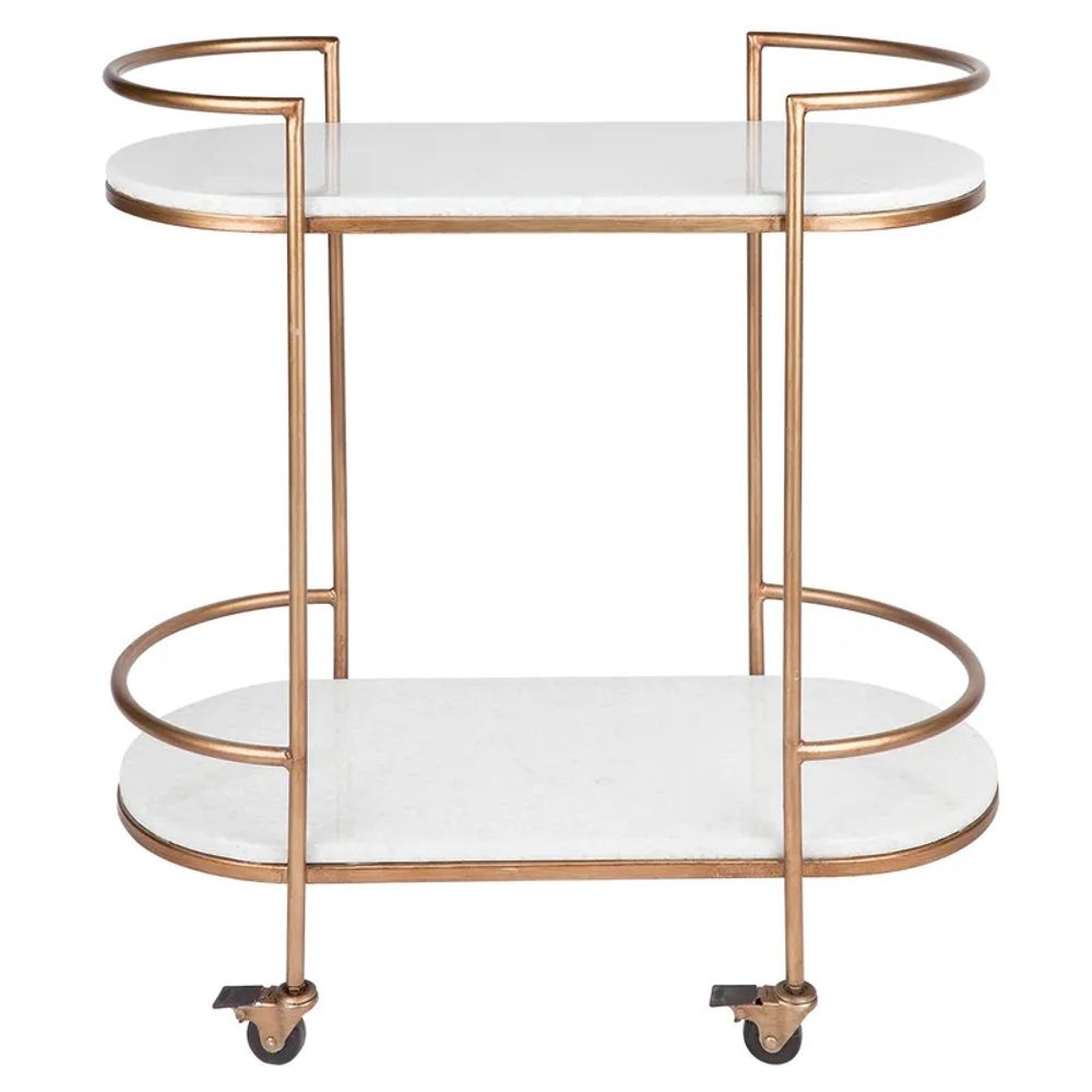 Cafe Lighting & Living Southside White Stone Bar Cart (Antique Gold) by Cafe Lighting & Living - ISBN: 9320294125359