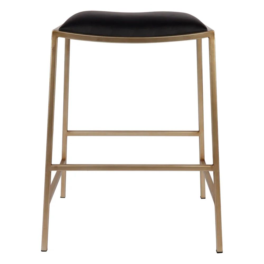 Cafe Lighting & Living Kai Gold Kitchen Stool - Black Vegan Leather by Cafe Lighting & Living - ISBN: 9320294128190