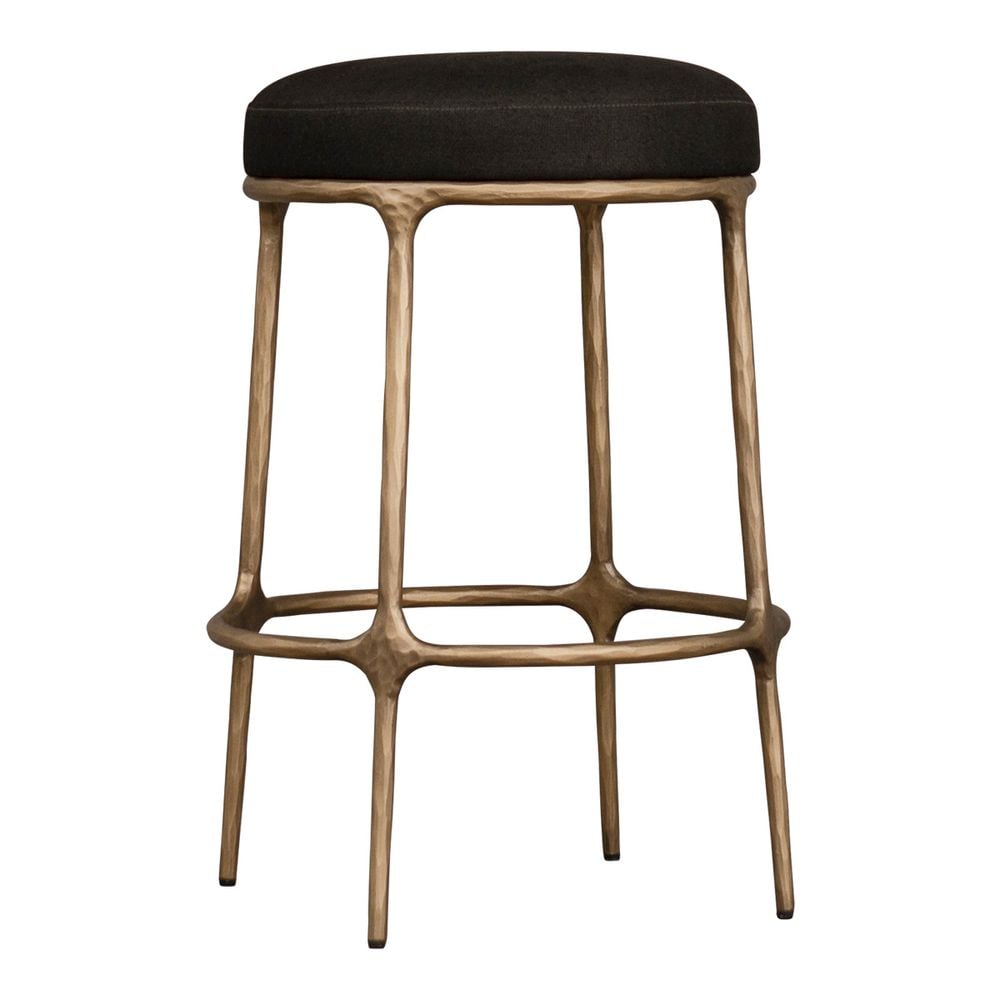 Cafe Lighting & Living Heston Brass Kitchen Stool (Black Linen) by Cafe Lighting & Living - ISBN: 9320294131954