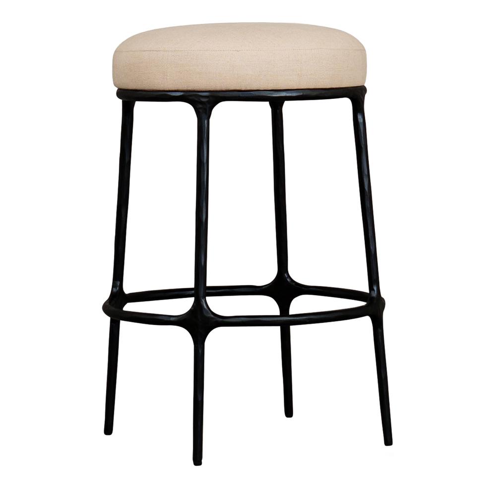Cafe Lighting & Living Heston Black Kitchen Stool (Natural Linen) by Cafe Lighting & Living - ISBN: 9320294131961