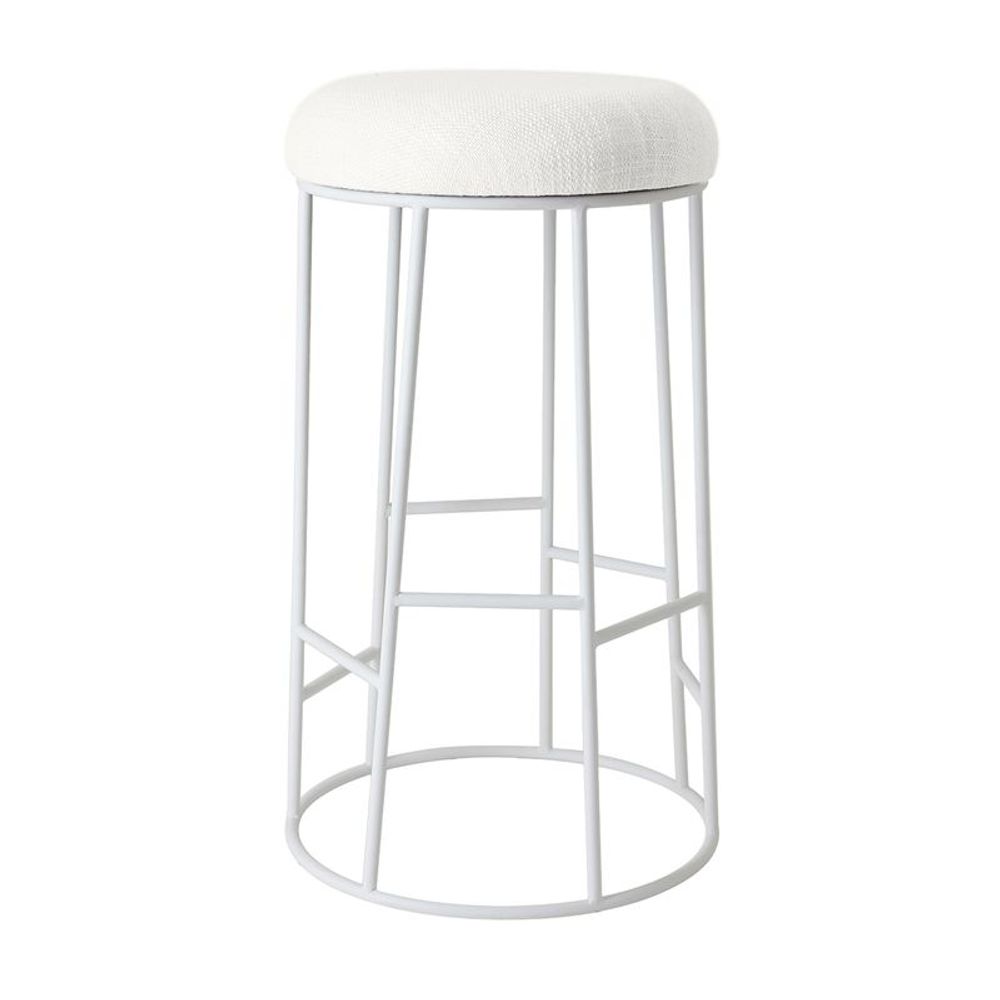 Cafe Lighting & Living Aiden White Steel Bar Stool (Natural Linen) by Cafe Lighting & Living - ISBN: 9320294140055