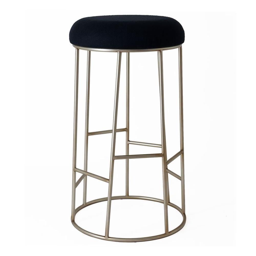 Cafe Lighting & Living Aiden Gold Steel Bar Stool (Black Linen) by Cafe Lighting & Living - ISBN: 9320294140079