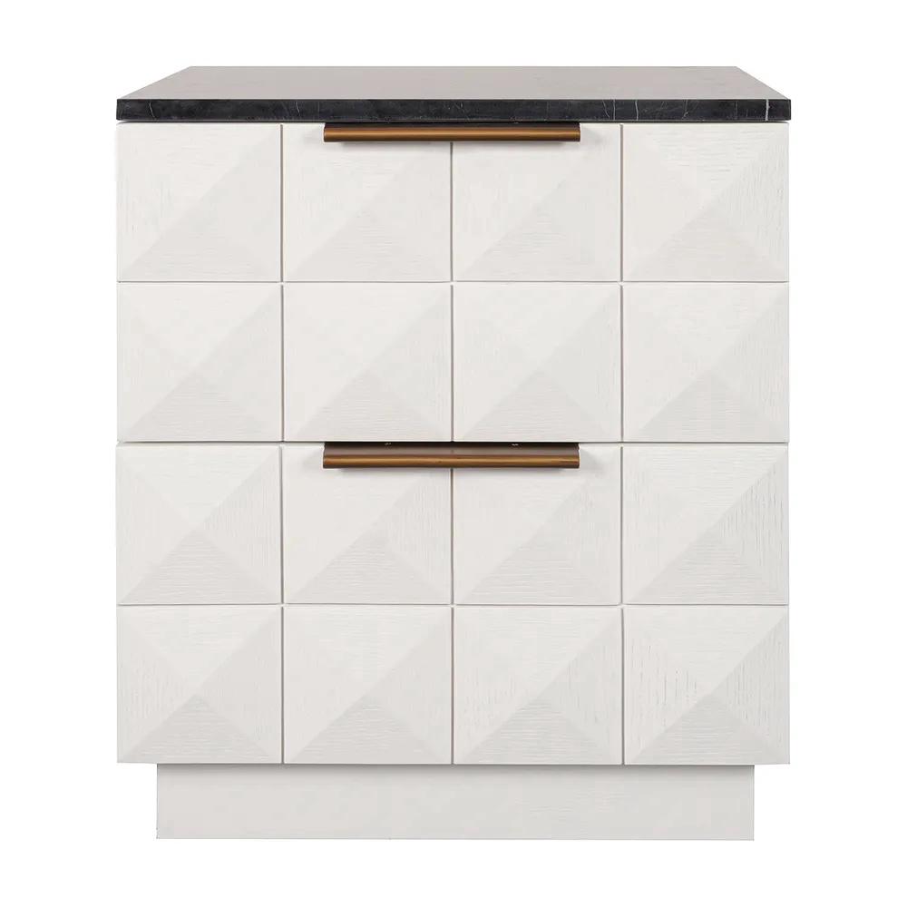 Cafe Lighting & Living Benedict White Oak Bedside Table (Black Marble) by Cafe Lighting & Living - ISBN: 9320294140918
