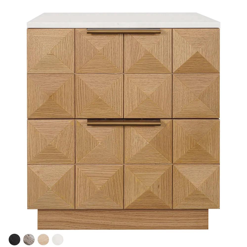 Cafe Lighting & Living Benedict Natural Oak Bedside Table (White Marble) by Cafe Lighting & Living - ISBN: 9320294140925