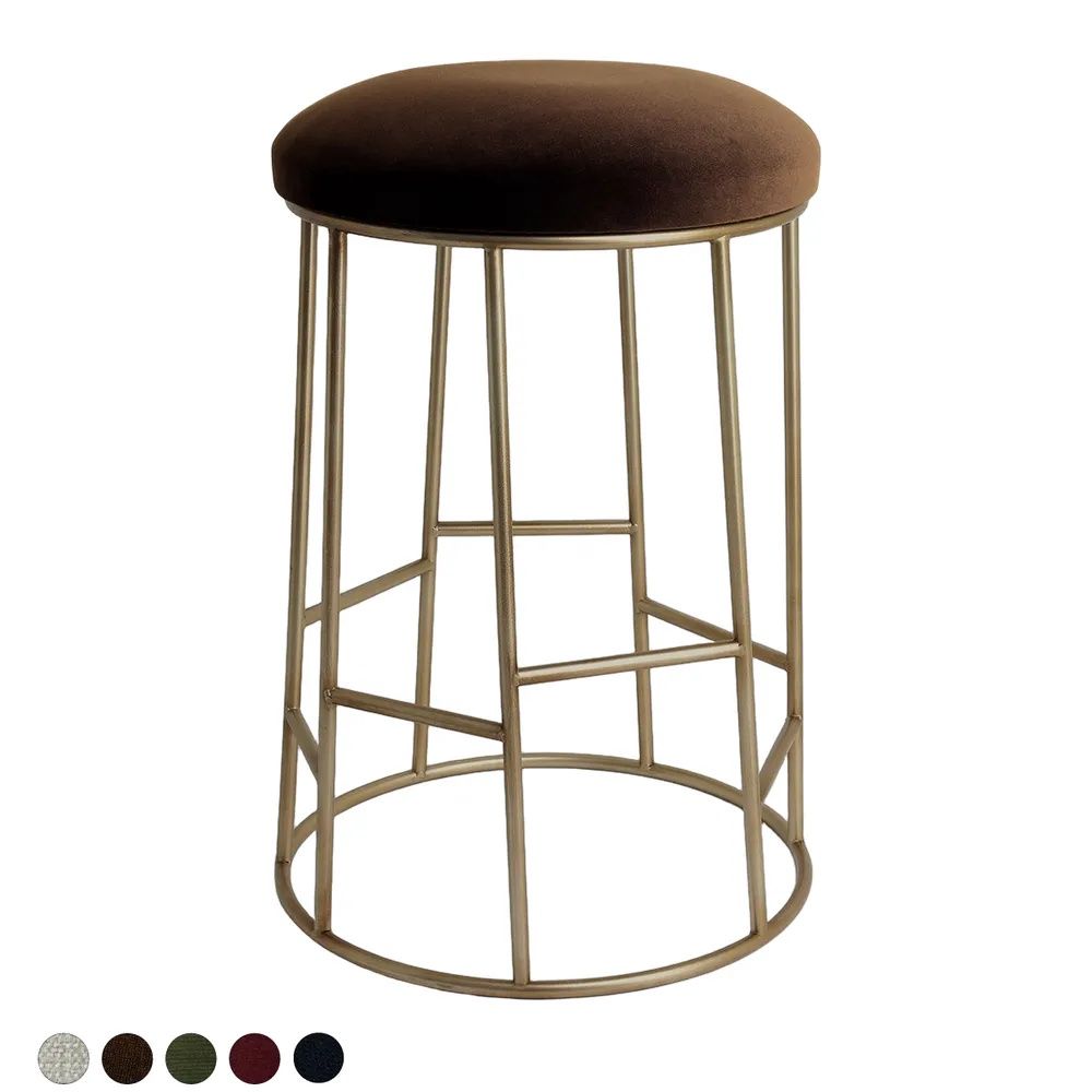 Cafe Lighting & Living Aiden Gold Steel Kitchen Stool (Dark Chocolate Velvet) by Cafe Lighting & Living - ISBN: 9320294141960