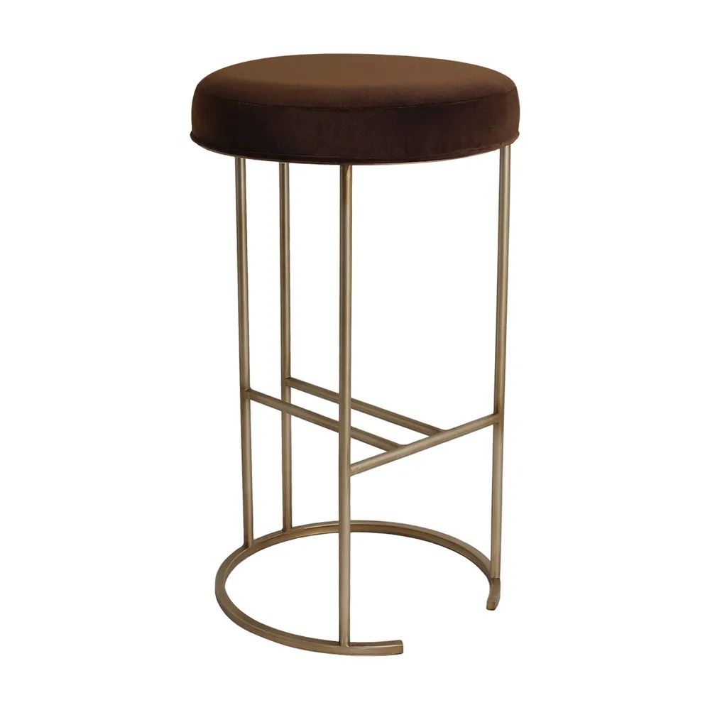 Cafe Lighting & Living Blackley Gold Iron Kitchen Stool (Dark Chocolate Velvet) by Cafe Lighting & Living - ISBN: 9320294142080
