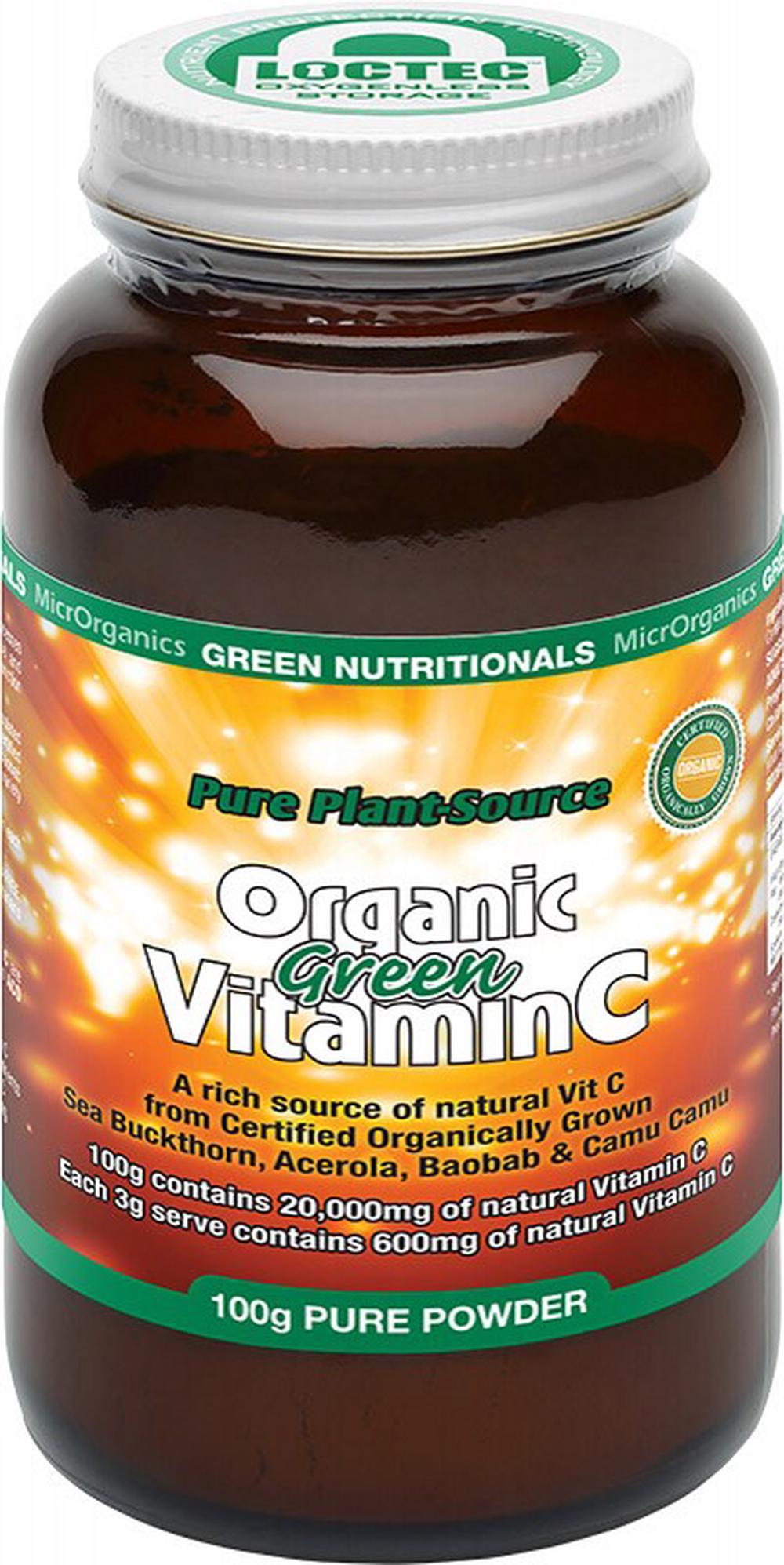 Organic Green Vitamin C Powder - 600mg/100g, 9322837004190