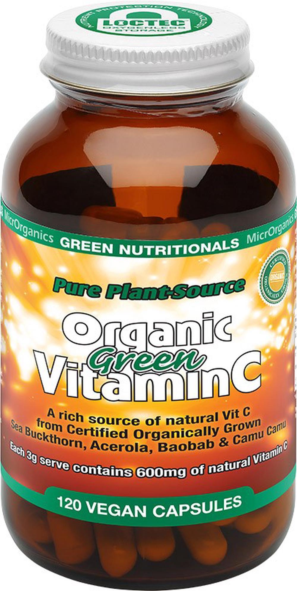 Organic Green Vitamin C Vegan, 120 Caps - 600mg, 9322837004206