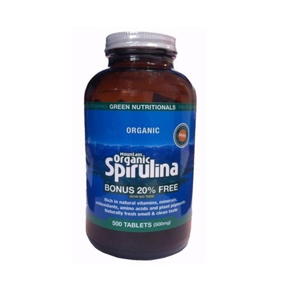 Mountain Organic Spirulina Tablets - 500mg, 500 Tablets, 9322837007023
