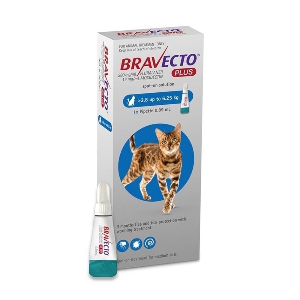 Spot-On 3 Month Flea, Tick & Worm Protection For Cats 2.8-6.25Kg, 9322839023373