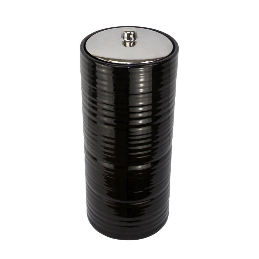 Hush Toilet Roll Canister (Black) - 15x15x37cm, 9325039013939