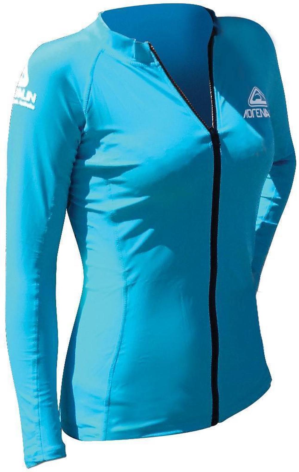 Lady Zip Long Sleeve Rash Vest (Aqua), 9325132057830