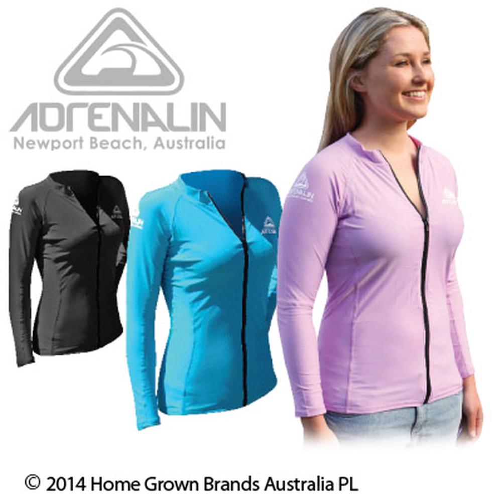 Adrenalin Lady Long Sleeve Zip Rash (Black) - 10, 9325132063473