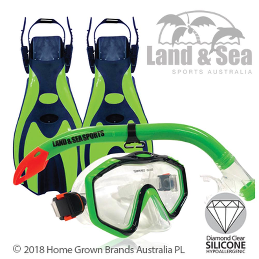 Land & Sea Sports Porpoise Junior Snorkel Set (Lime), 9325132069604
