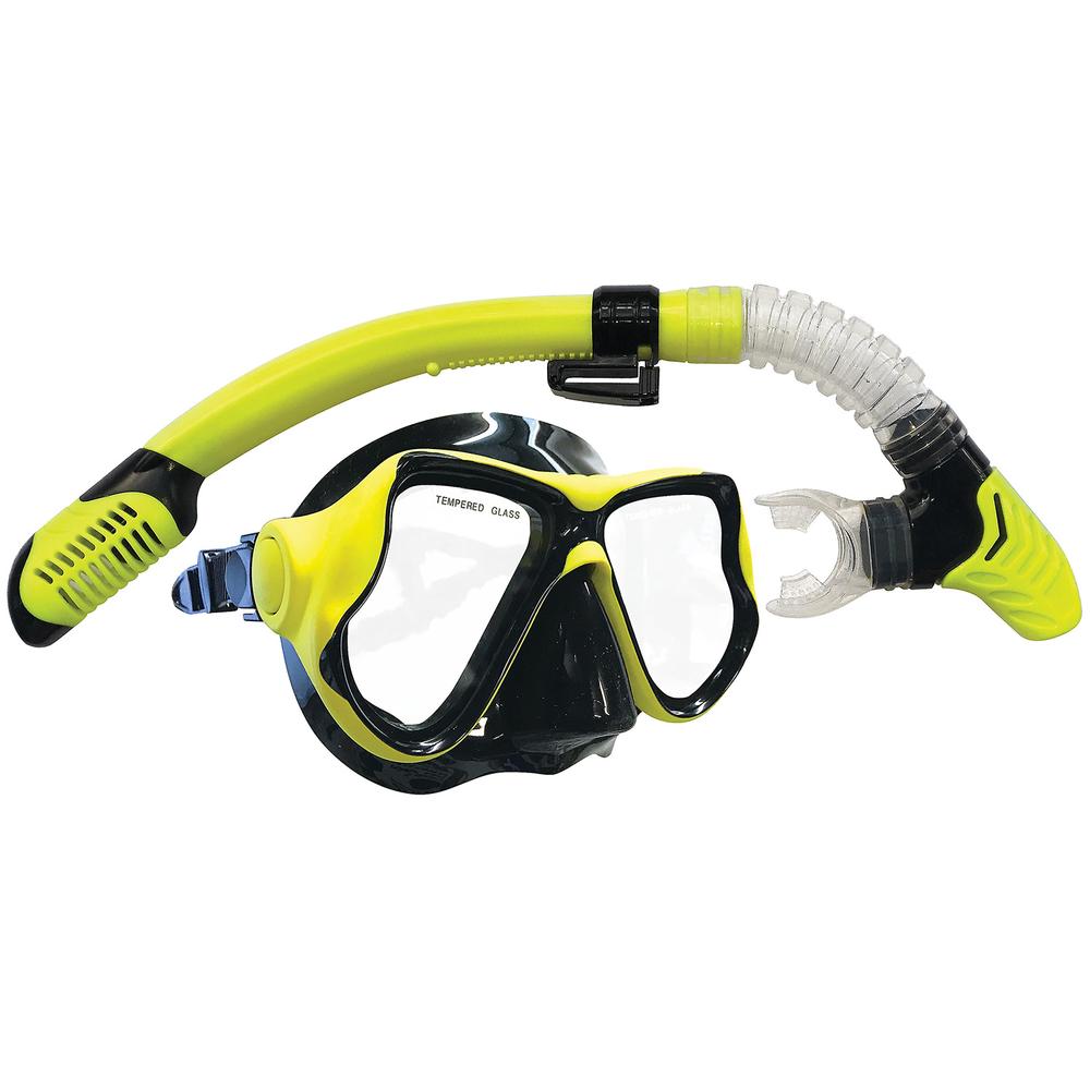 Ningaloo Black Silicone Mask & Snorkel Set (Yellow), 9325132070075