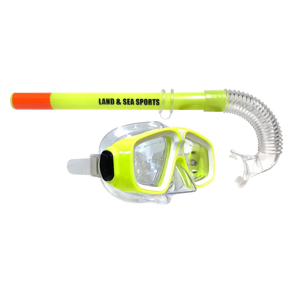 Land & Sea Rockpool Kids Twin Silitex Lens Mask & Snorkel Set (Yellow), 9325132072888