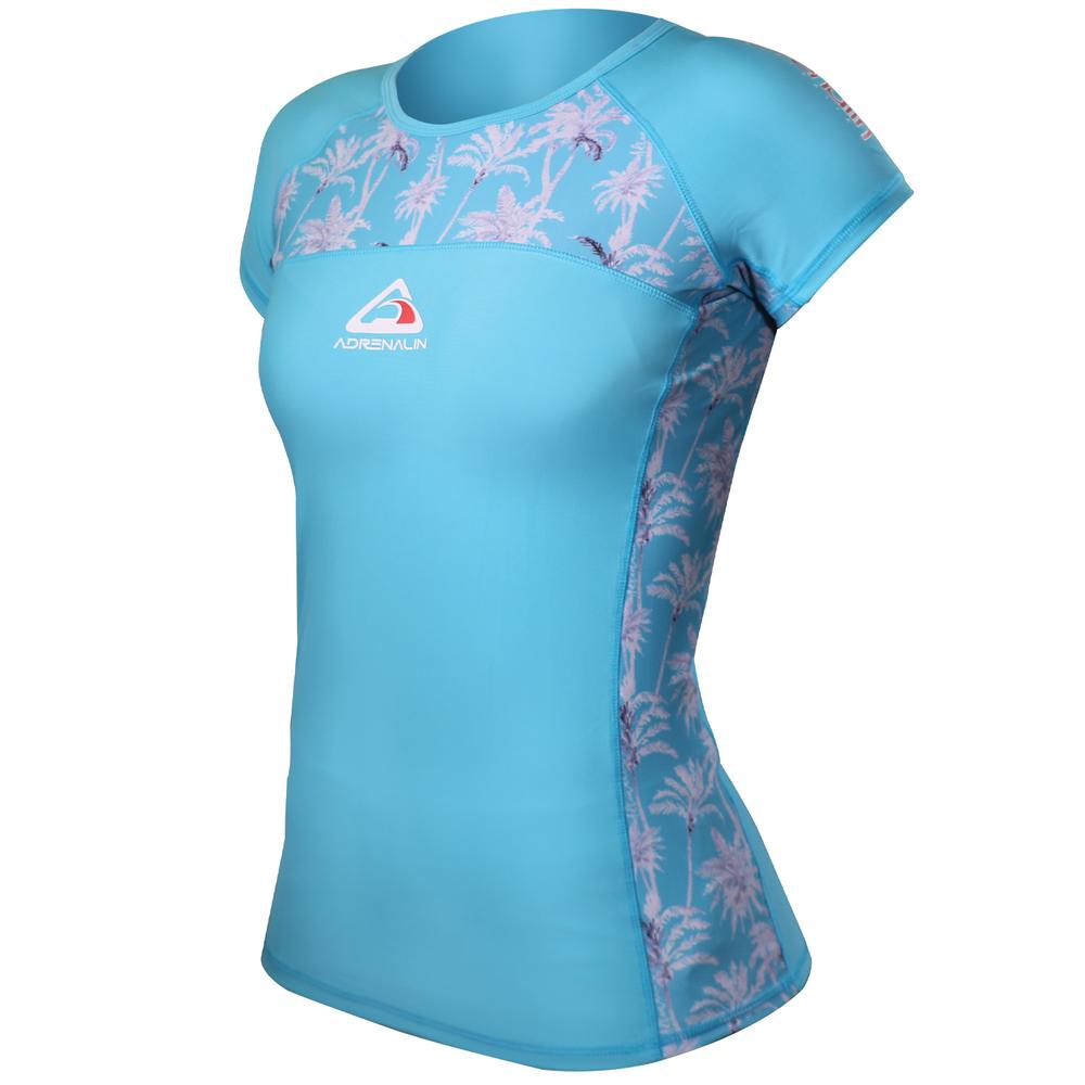 Adrenalin Beach Lady Cap Sleeve Rashie (Aqua) - Size 10, 9325132073618