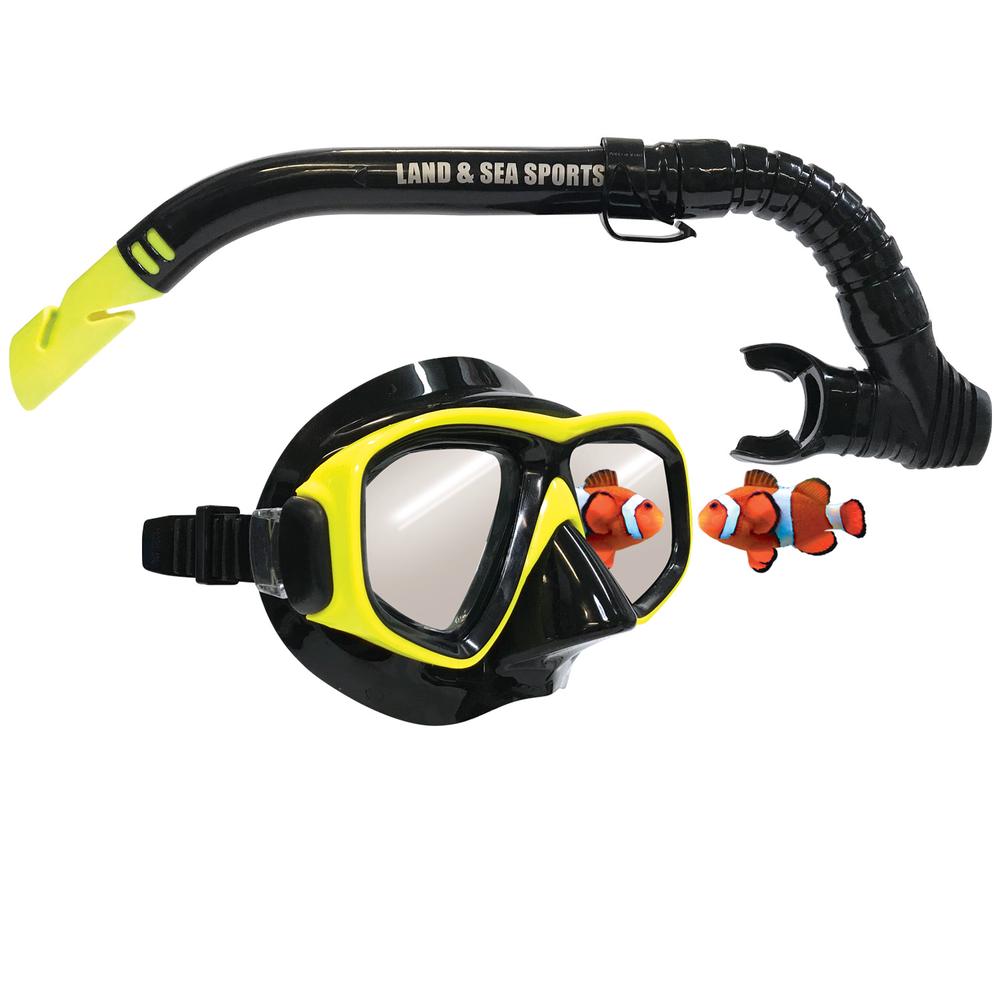 Clearwater Black Mirror Silicone Mask and Snorkel Set (Yellow), 9325132073786