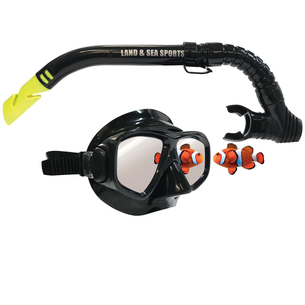 Clearwater Black Mirror Silicone Mask and Snorkel Set (Black), 9325132073793