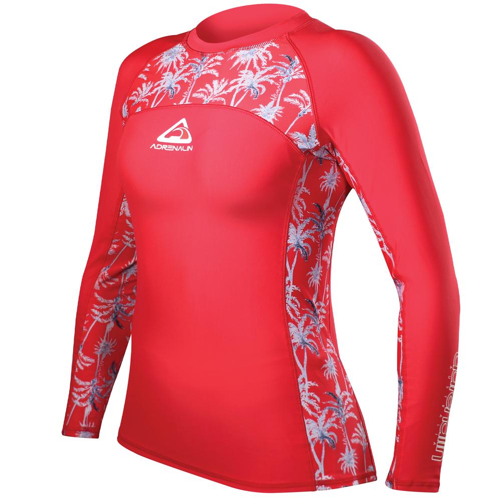 Adrenalin Beach Lady Long Sleeve Rashie (Crimson) - Size 18, 9325132074219