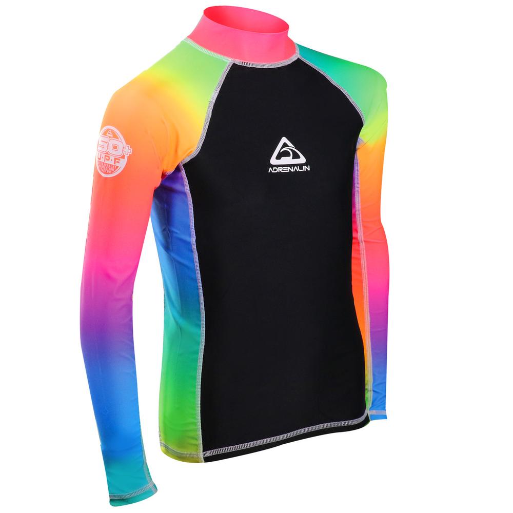 Adrenalin Beach Long Sleeve Junior Rash Guard (Rainbow) - 12, 9325132076534