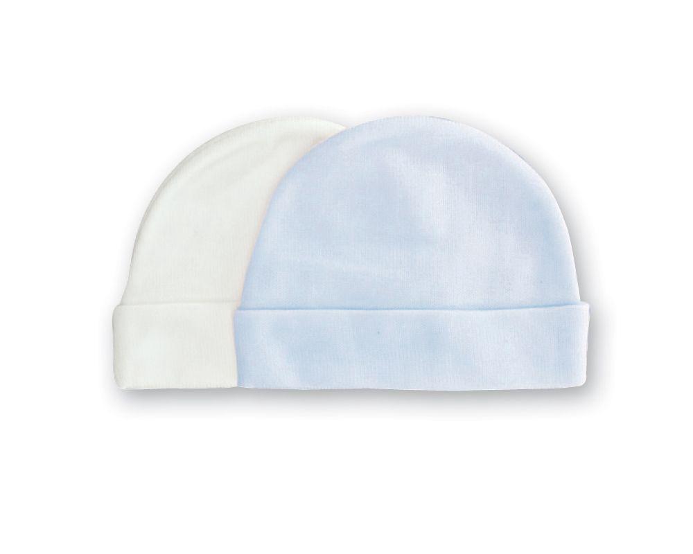 Playette Newborn Bamboo Beanie, 2 Pack (White/Blue) | Buy online at The ...