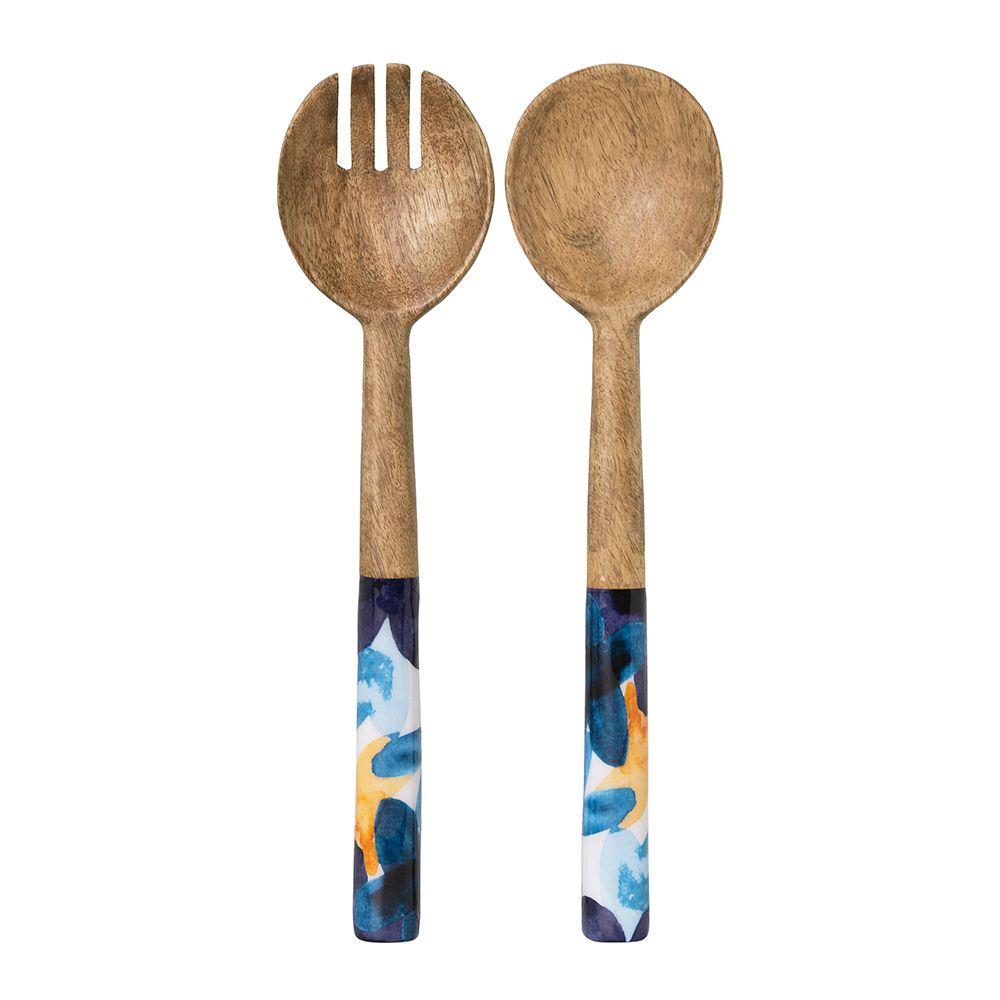 J.Elliot Bloom Wooden Decal Salad Servers (Multi Colored) - 30x7x2cm ...