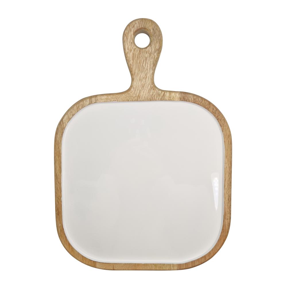 J.Elliot Corinne Square Tray with Handle (White & Natural) - 26x26x1cm by J.Elliot - ISBN: 9326007029136