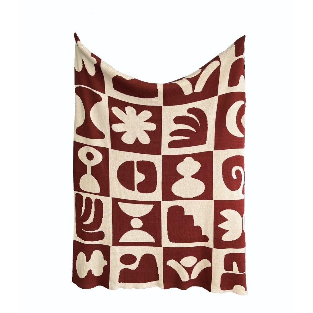 J.Elliot Abstract Knitted Throw (Brick & Cream) - 130x170cm by J.Elliot - ISBN: 9326007032051