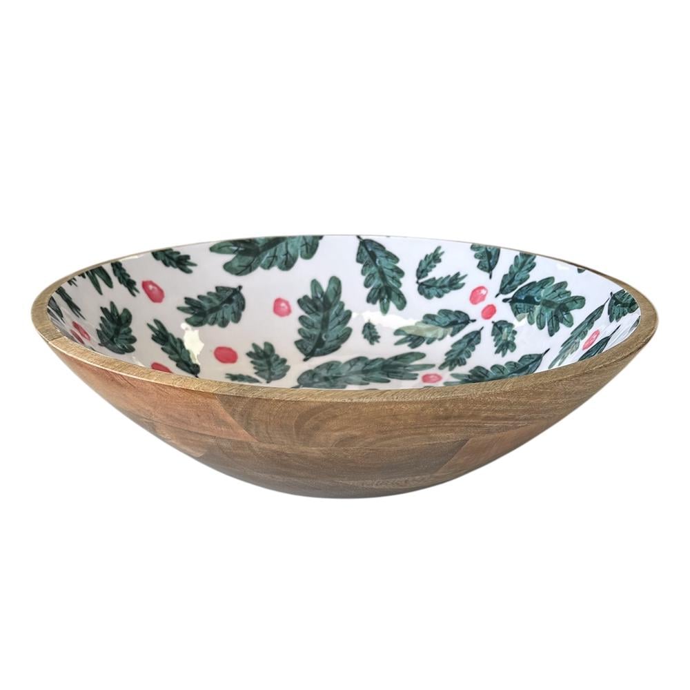 J.Elliot Christmas Foliage Wooden Large Serving Bowl (White & Green Multi) - 40x40x10cm by J.Elliot - ISBN: 9326007033560