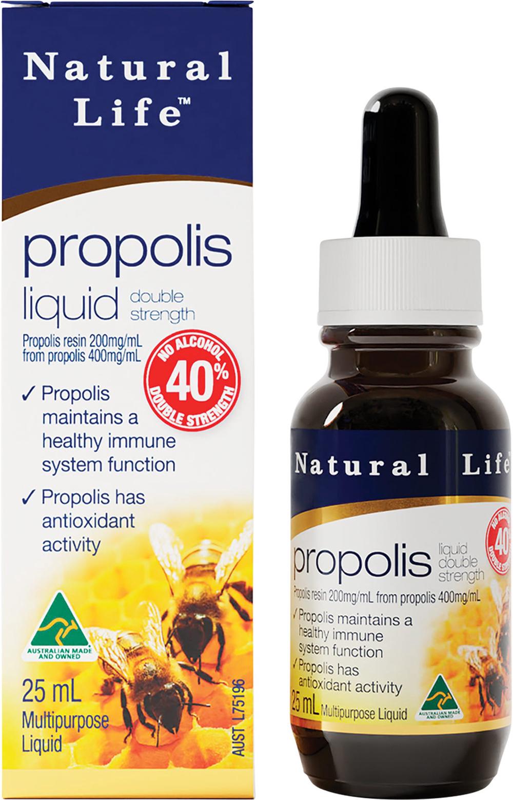 Natural Life Propolis Liquid 40% No Alcohol - 25mL, 9326224002103
