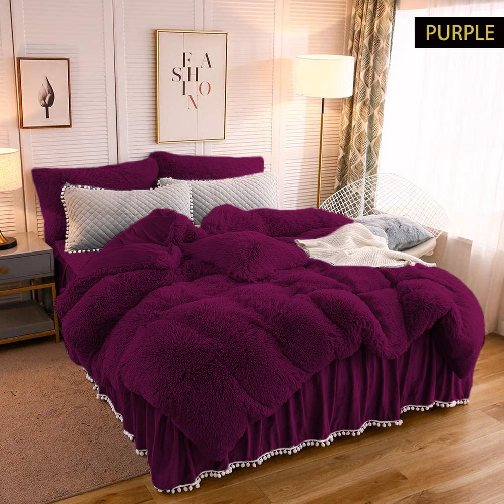 Ramesses Shaggy Fleece Quilt Cover Set (Purple) King Buy online at