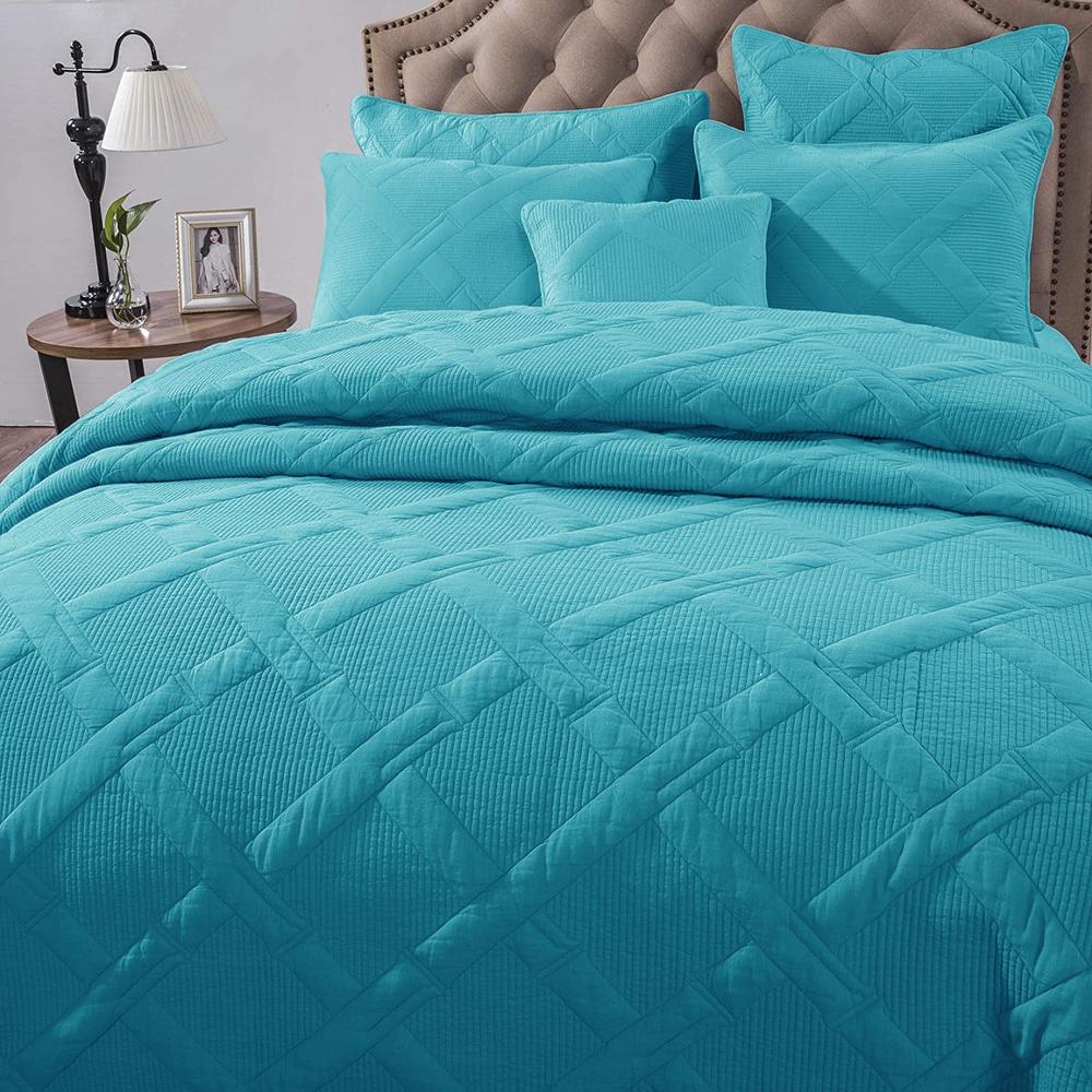 Ramesses Air Cloud Bamboo Blend Matelasse Comforter Set, 7 Piece (Aqua