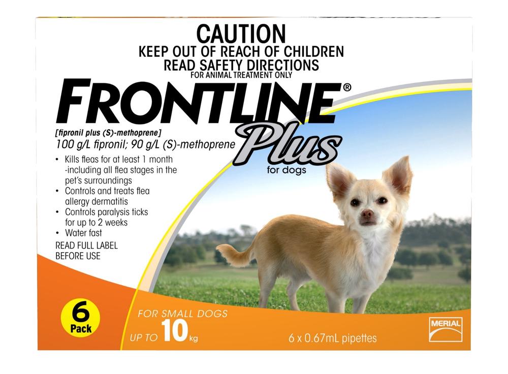 Frontline Plus Flea & Tick Protection for Dogs Up to 10kg, 6's by Frontline - ISBN: 9327073001699